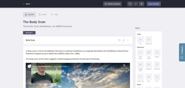 Quenza e-therapy Mindfulness Example