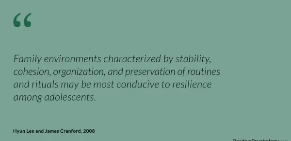 Lee and Cranford Resilience Family Environments Quote