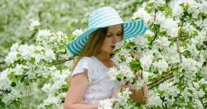 Smelling flowers happiness